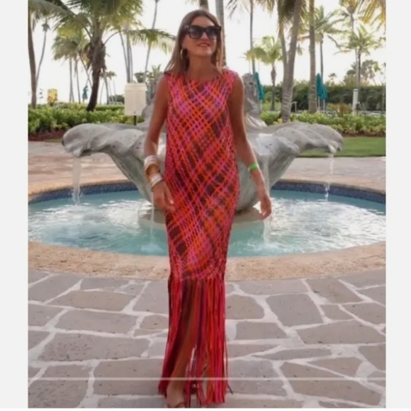 New Zara Satin Effect Woven Braided Fringe Blue Dress/Swim Cover-Up Blogger Fav - Picture 10 of 10